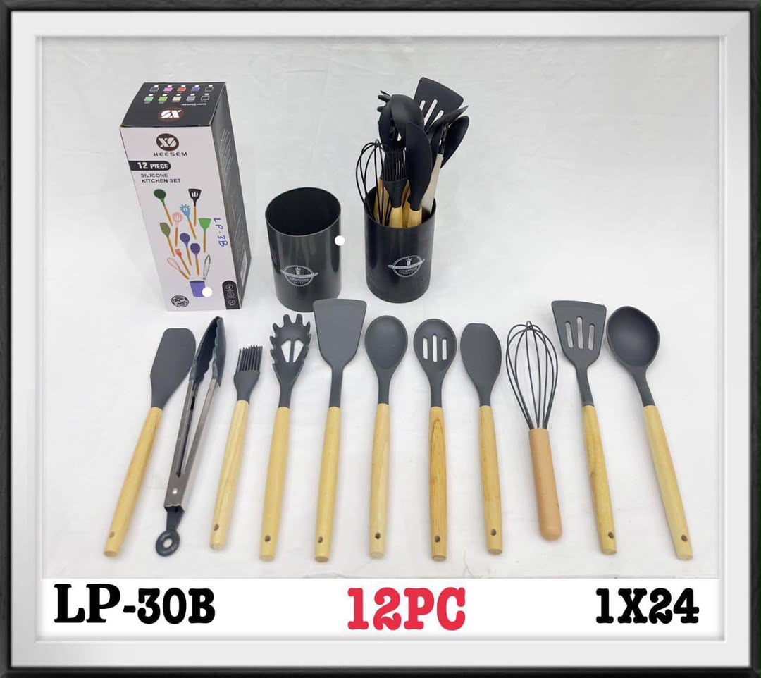 سرویس کفگیر و ملاقه سیلیکونی مدل LP-30B طوسی